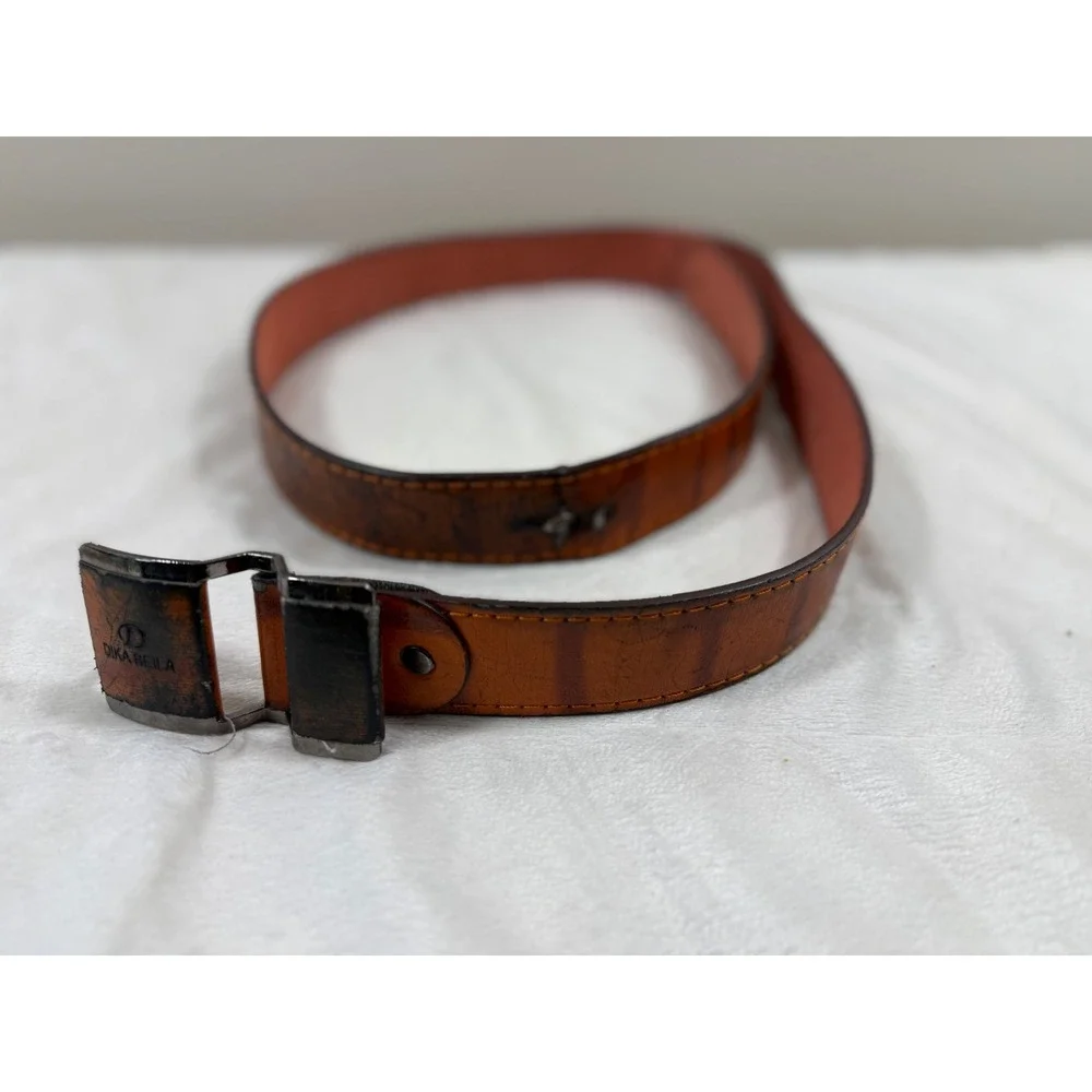 Dika Bella Men's Brown Leather Belt 42 Distressed Western Rustic Buckle